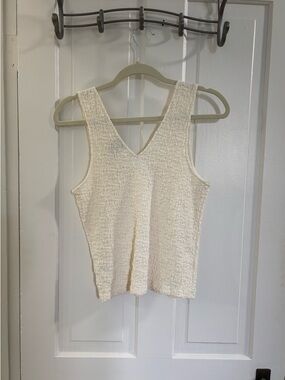 a new day Cream Textured V-Neck Tank Top